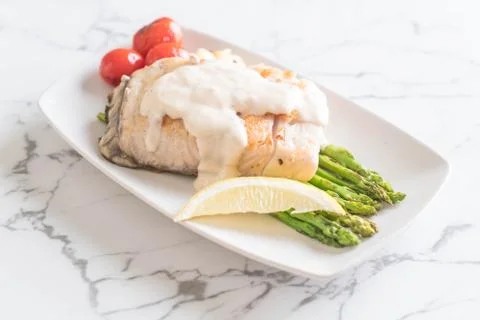 Grilled snapper fish steak Stock Photos