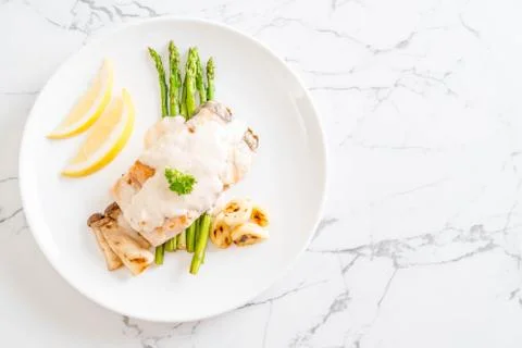 Grilled snapper fish steak Foto stock