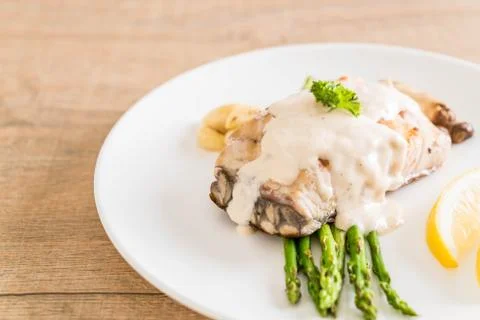 Grilled snapper fish steak Stock Photos