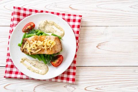 Grilled snapper fish steak Stock Photos