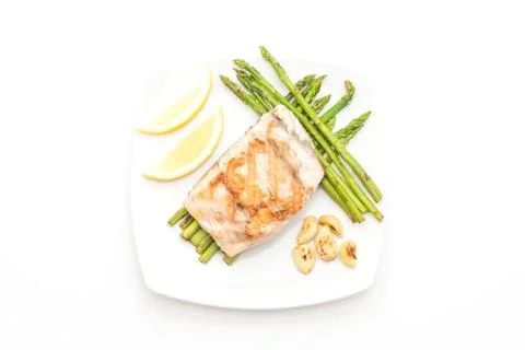 Grilled snapper fish steak with vegetable Foto stock