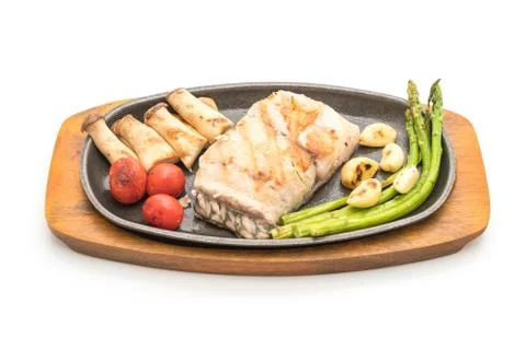 Grilled snapper fish steak with vegetable 写真素材