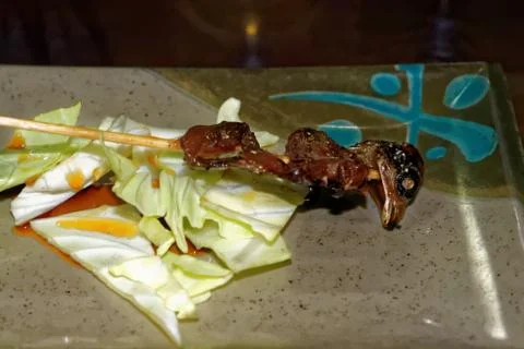 Grilled sparrow Foto stock