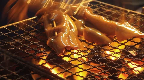 Grilled squid, close up Stock Footage 63136762