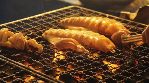 Grilled squid, close up Stock Footage 63145832