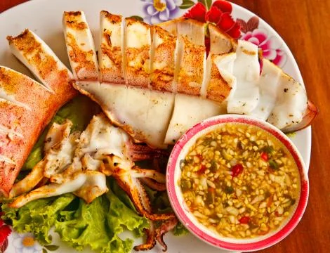 Grilled squid Stock Photos