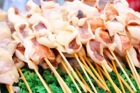 Grilled squid Stock Photos