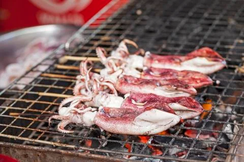 Grilled squid Stock Photos