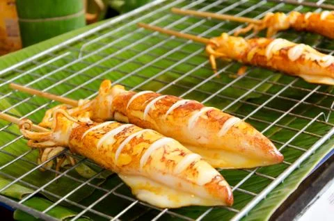 Grilled squid Stock Photos