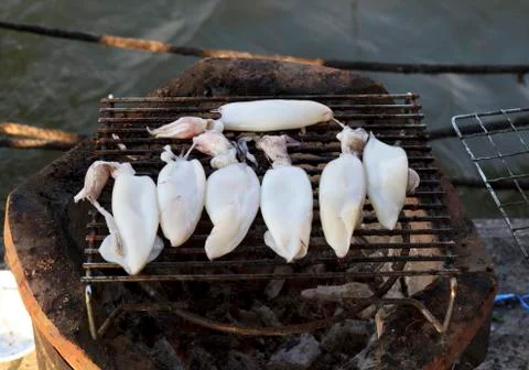 Grilled squid Stock Photos
