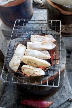 Grilled squid Stock Photos