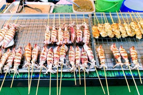 Grilled squid Stock Photos