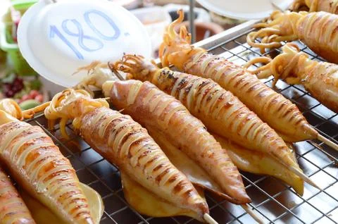 Grilled squid Stock Photos