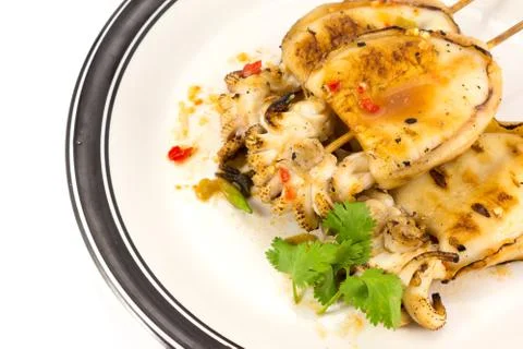 Grilled squid Stock Photos