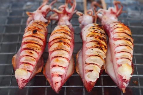 Grilled squid Stock Photos