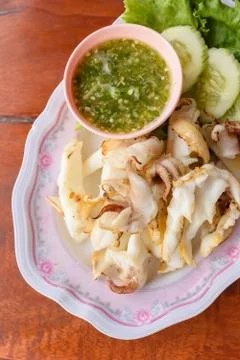 Grilled squid Stock Photos