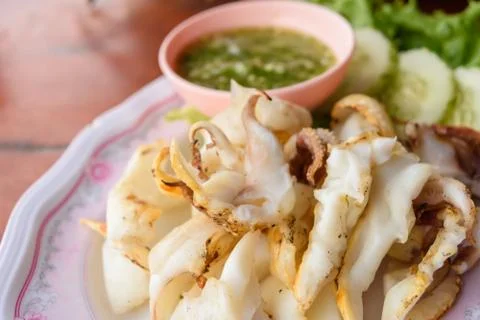 Grilled squid Stock Photos