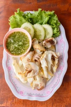 Grilled squid Stock Photos