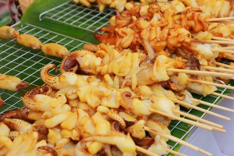 Grilled squid. Stock Photos