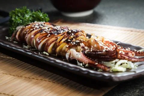 Grilled squid Stock Photos