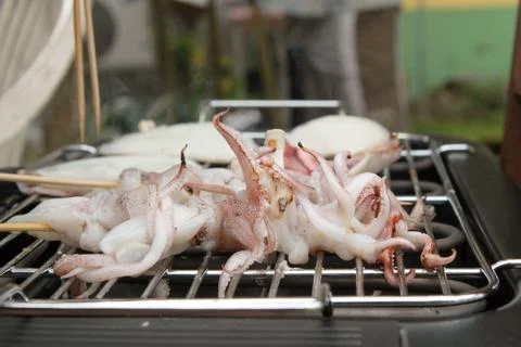 Grilled squid Stock Photos