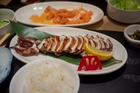 Grilled squid Stock Photos