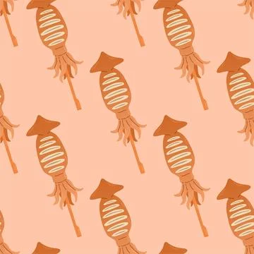 Grilled squid seamless pattern. Ikayaki Japanese street food. Vector for Stock Illustration