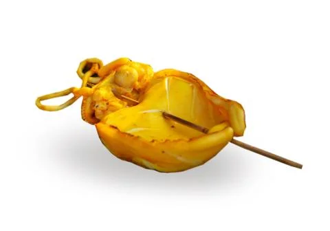 Grilled squid on white background Stock Photos