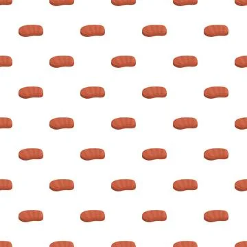 Grilled steak cartoon seamless pattern on white background Stockillustratie