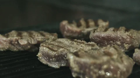 Grilled steak cooking Video stock 90841666