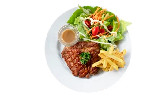 Grilled steak on dish Stock-Fotos