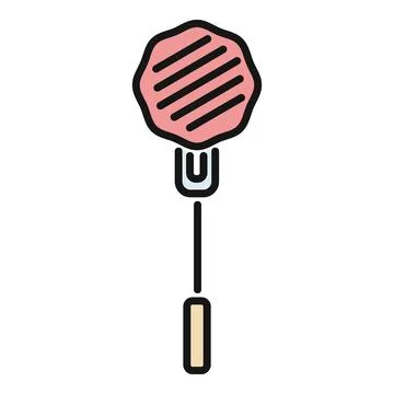 Grilled steak on a fork preparing to eat meal イラスト素材