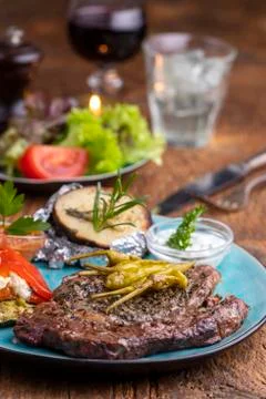 Grilled steak Stock Photos