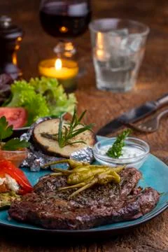 Grilled steak Stock Photos