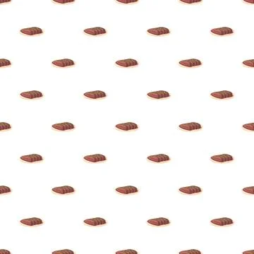 Grilled steak seamless pattern white background food texture Illustrazione stock