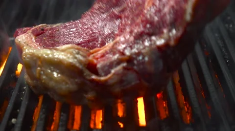 Grilled steak with Spices  Stock Footage