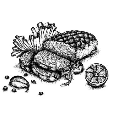 Grilled steak with vegetables Stock Illustration