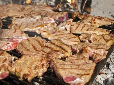 Grilled steaks 库存照片