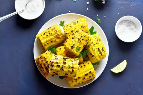 Grilled sweet corn Stock Photos