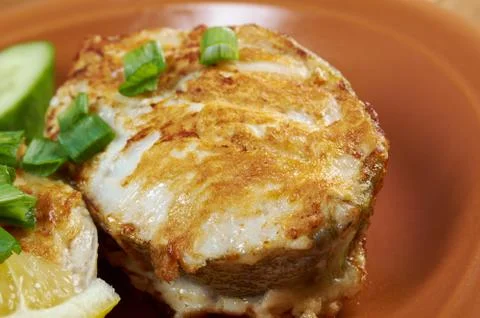 Grilled t-bone codfish  steak Stock Photos