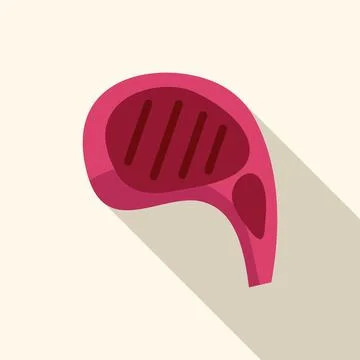 Grilled t bone steak showing grill marks in flat design with long shadow Stock Illustration
