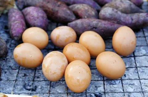 Grilled Thai style egg Stock Photos