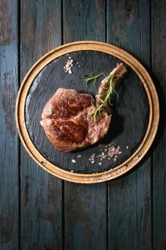 Grilled tomahawk steak Stock Photos