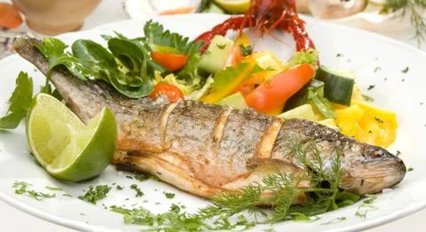 Grilled trout Stock Photos
