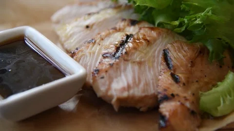 Grilled turkey breast meat Stock Footage 247658059