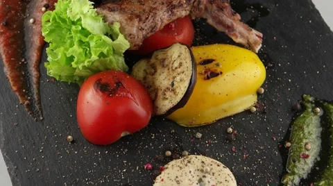Grilled veal chop on the bone Stock Footage 57139581