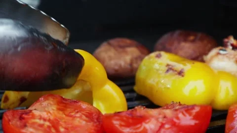 Grilled Vegetable on the wire rack in grill oven. Stock Footage 153543603
