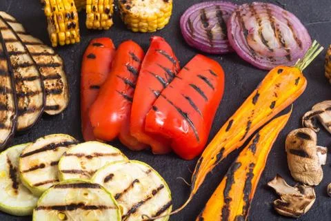 Grilled vegetables background Stock Photos