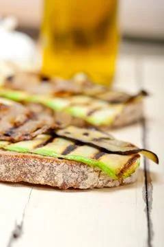 Grilled vegetables on bread Stock Photos