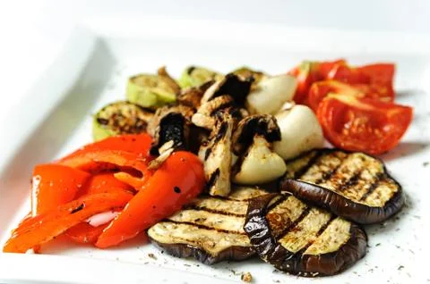 Grilled vegetables close-up. Stock Photos